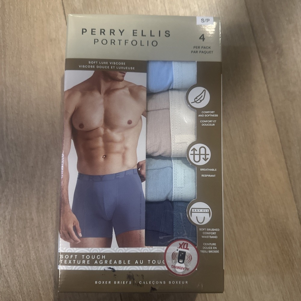 Perry Ellis 4 PACK Soft Luxe Viscose Boxer Briefs Size Small (28-30) Comfort NEW